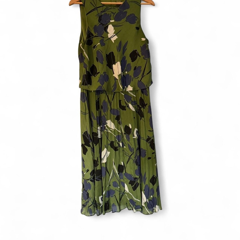 Taylor Green and Navy Floral Midi Dress